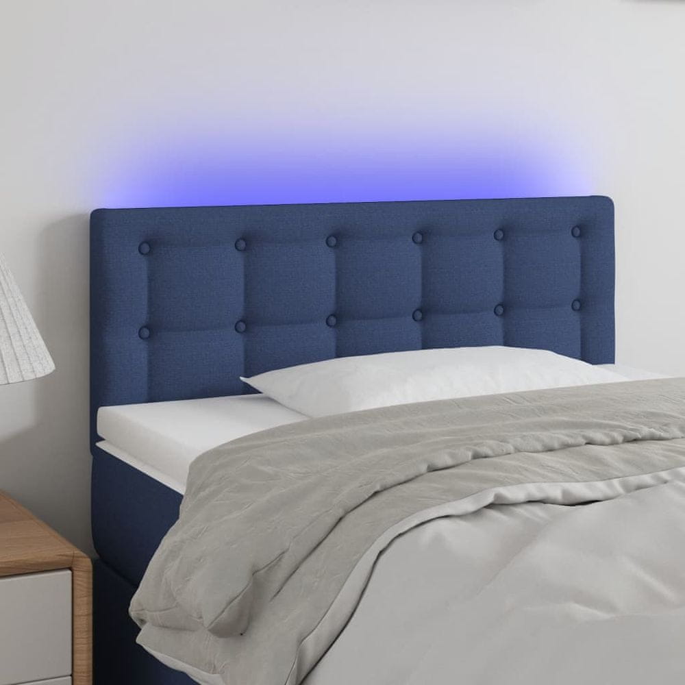Vidaxl Čelo postele s LED modré 80x5x78/88 cm látka